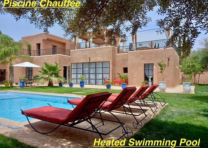 Villa Scil De Luxe, Piscine Chauffee, 3 Suites, Hamam, Jacuzzi Exterieur, Salle De Sport, Service Baby Sitter, Option Gouvernante, Vue Sur L\'Atlas, Parkings Prive, Pas De Vis A Vis !